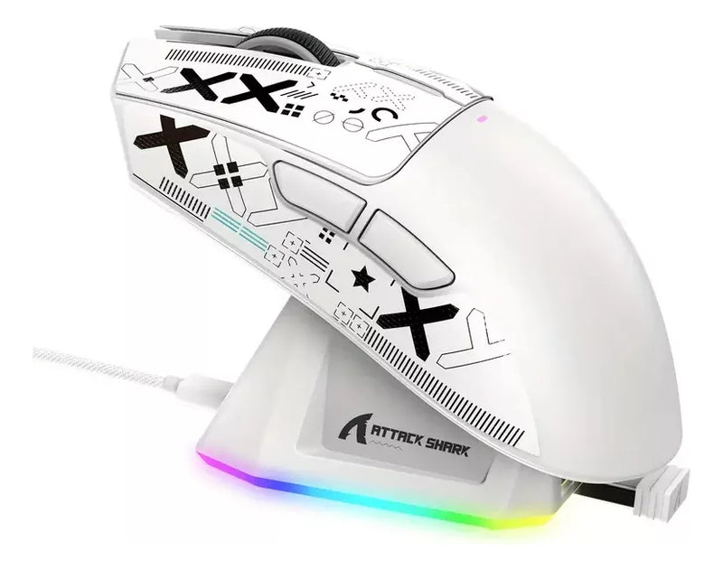 Mouse Gamer Attack Shark X11 Branco 22000 Dpi Usb Bluetooth Branco
