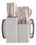 Kit Conjunto 19 Pçs De Utensílios Facas Silicone E Plástico