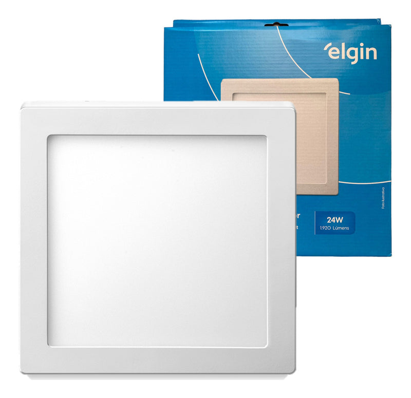 Elgin plafon painel quadrado sobrepor 24w branco frio 6500k estrutura branco-frio