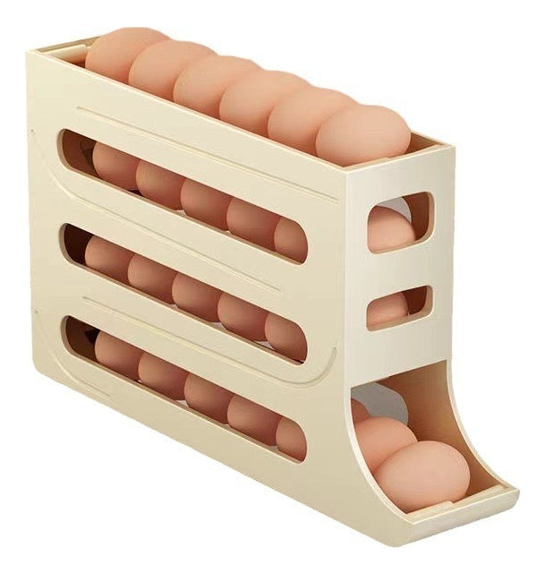 Porta Ovos Suporte Rolante Dispenser Rolante 4 Andares Cor Cinza