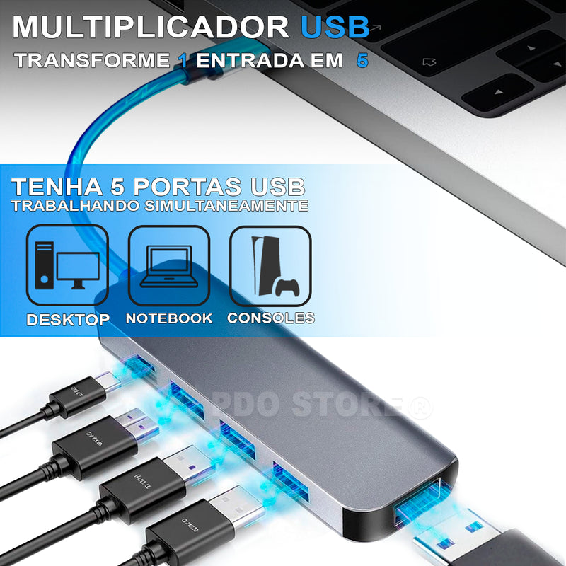 Hub Usb 8 Portas Usb 3.0 5 Gbps Extensor Adaptador Usb 3.0 Computador Pc Notebook Pdo Store