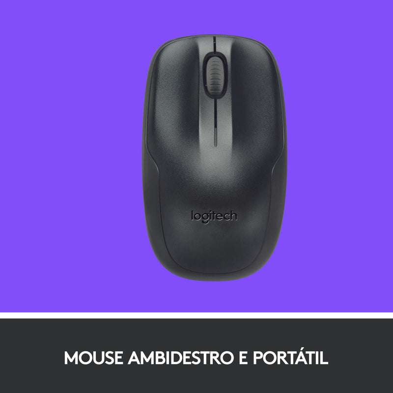 Combo Teclado e Mouse sem fio Logitech MK220 Layout ABNT2
