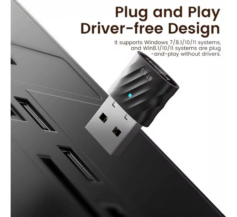 Adaptador Rec Bluetooth 5.3 P/ Computador Até 7 Dispositivos
