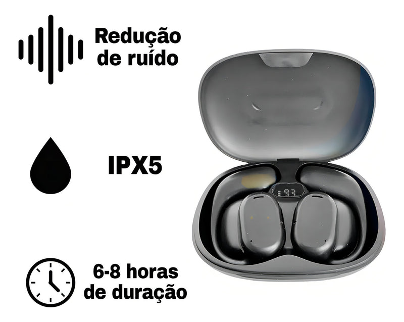 Fone De Ouvido Bluetooth Gancho Sem Fio Esporte Corrida Cor Preto