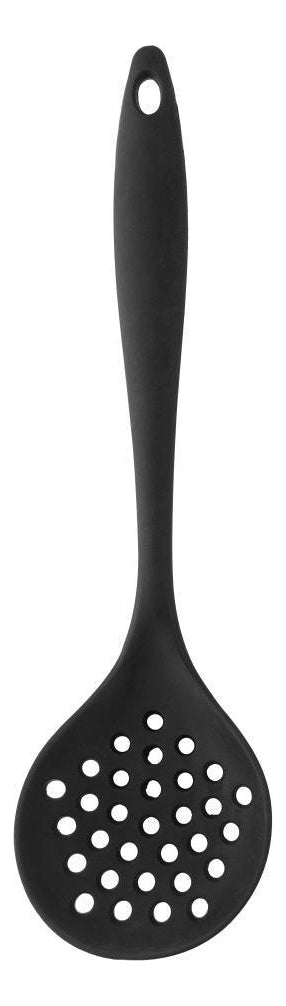 Escumadeira De Silicone Preta 28,5cm X 8cm