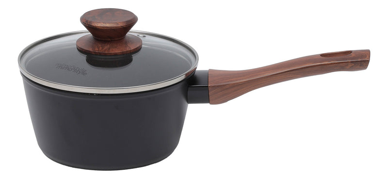 Jogo de panelas de cozinha Mimo Style Cook Fundo de Tripla Indução com 10 peças de alumínio marmol vanila