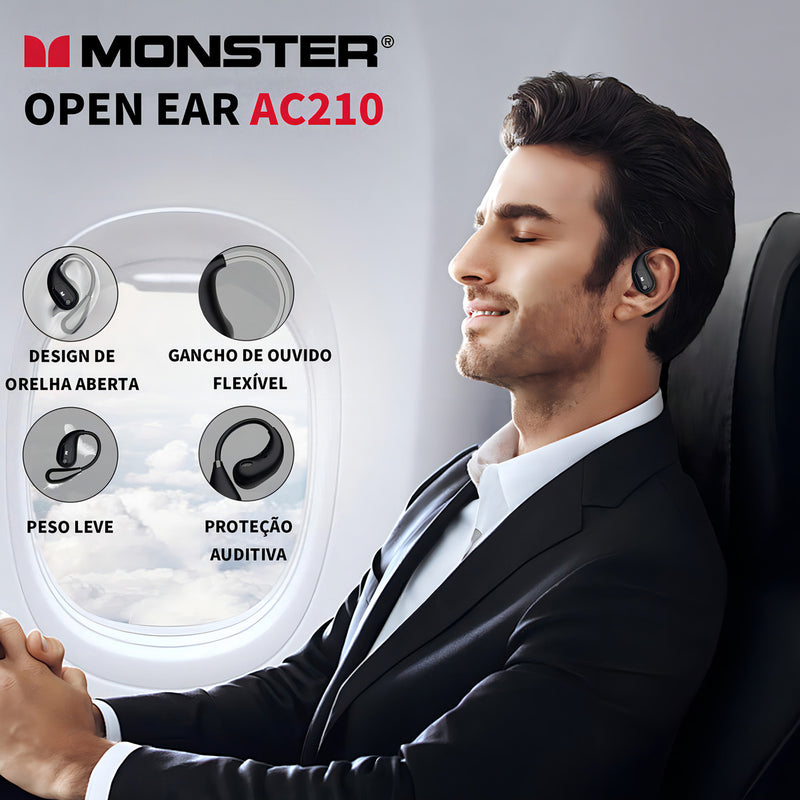 Fone de Ouvido Sem Fio Bluetooth para Jogos Monster a Prova D'água Ipx6 Microfone Hd Integrado Fones Intra Auriculares com Cancelamento de Ruído Fone de Ouvido Esportivo Bluetooth Preto