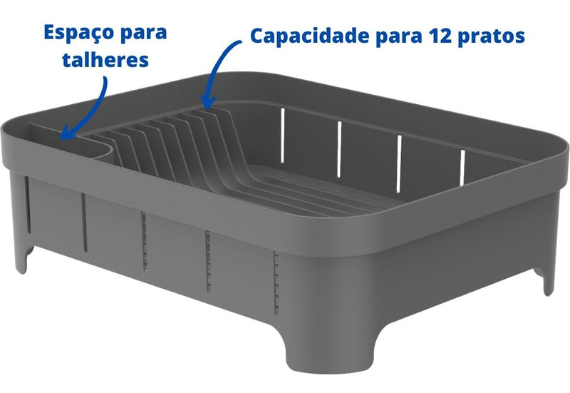 Escorredor De Louça Com Porta Talheres Pratos Bancada Ou Cor Branco