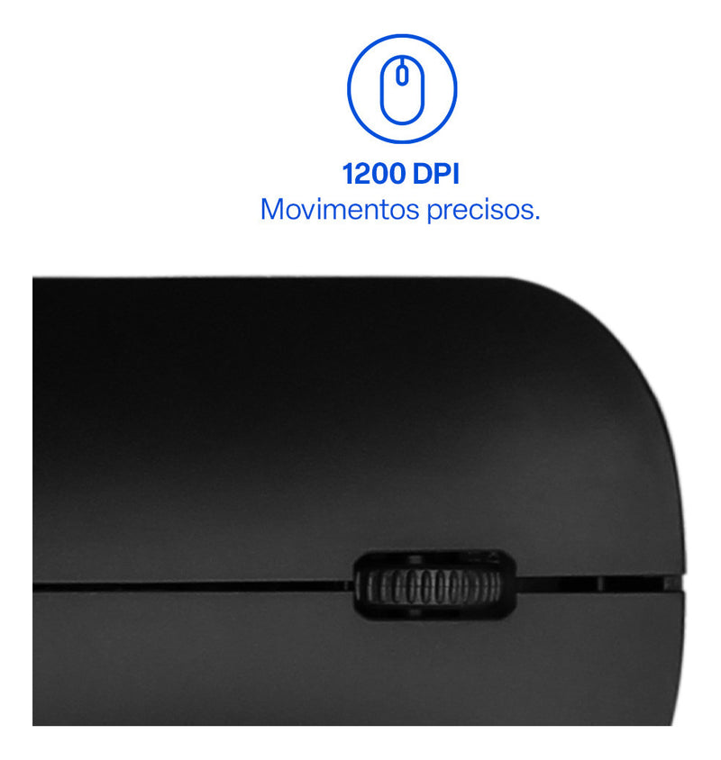 Mouse Slim Sem Fio Wireless Multilaser 1200dpi Mo307 Cor Preto