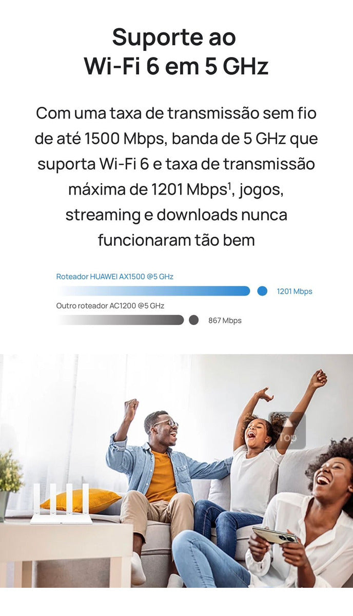 Roteador HUAWEI WiFi AX2S 5 GHz Wi-Fi 6 HarmonyOS Mesh+ EasyMeshVisualização de Diagnósticos do Wi-Fi Controle Parental Branco