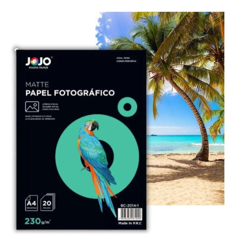 A4 Jojo Paper papel fotográfico fosco 230 g 100 folhas branco