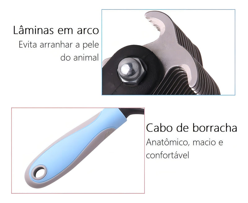 Rasqueadeira Removedor Tira Pelos Mortos Pets Gatos Grande Cor Azul E Preto - G
