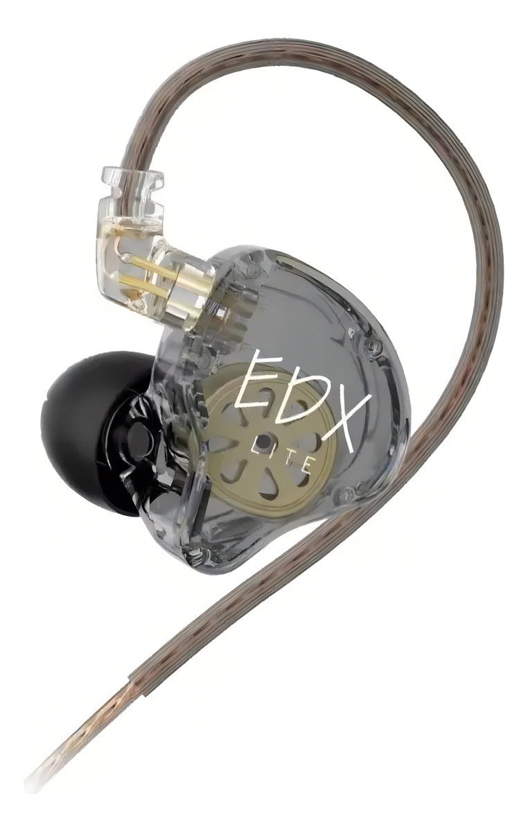 Fone De Ouvido Kz Edx Lite Dj Musical Retorno Palco In-ear Cor Fume