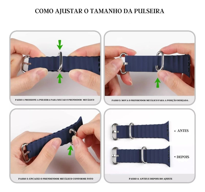 Pulseira Oceano Para Smartwatch Ultra 49mm 45mm 44mm 42mm Cor Nude