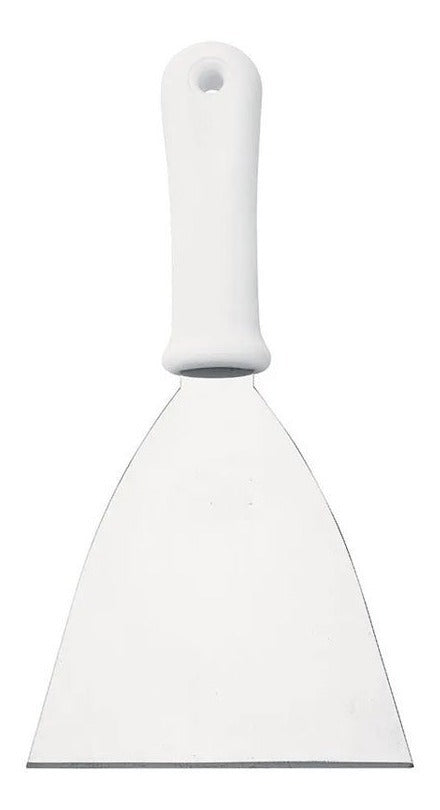 Espátula Inox Reta 5 Chapa Para Lanche Pizza Cozinha Chapeiro Cor Branco