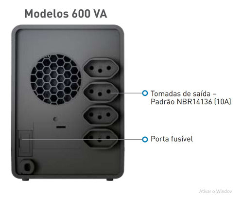 Nobreak Sms Lite 600va 29202 Entrada Bivolt E Saída 115v Cor Preto