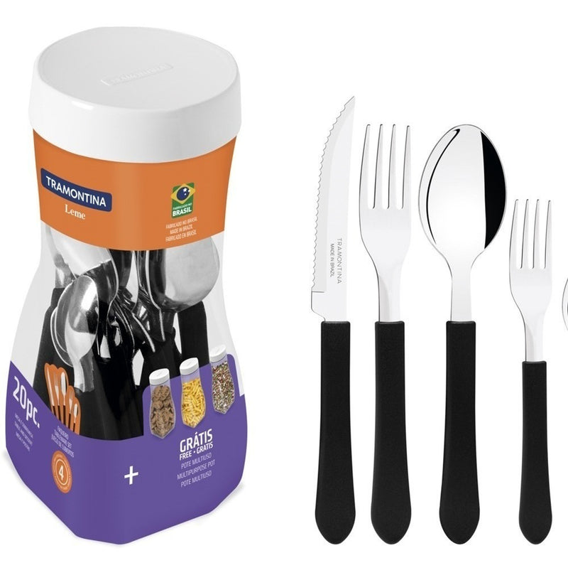 Faqueiro/Cozinha Tramontina Leme Aço Inox 20 Peças Vermelho