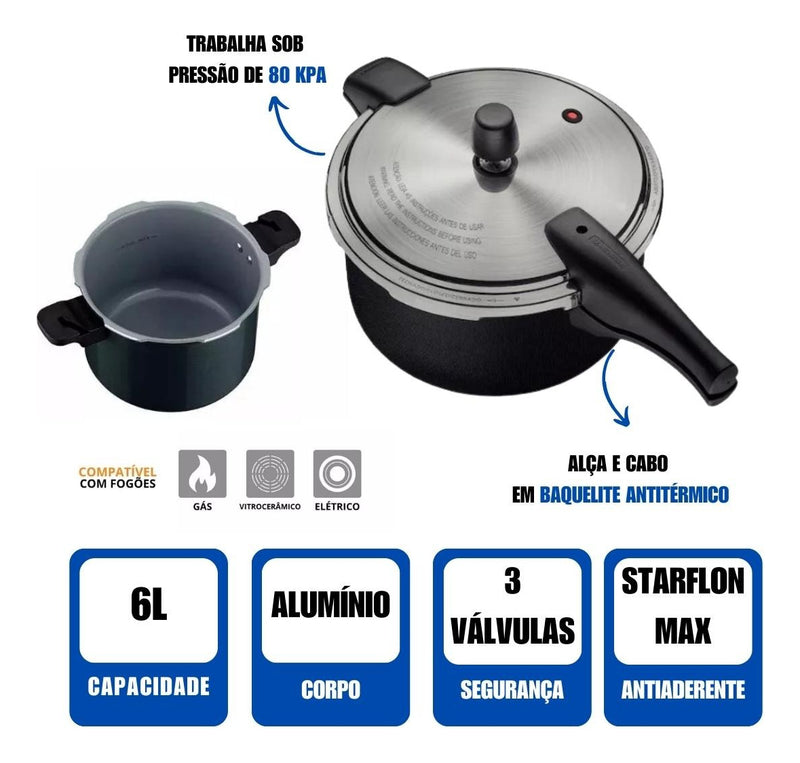 Tramontina 6,0l Vancouver 24 Cm Grande Panela De Pressão