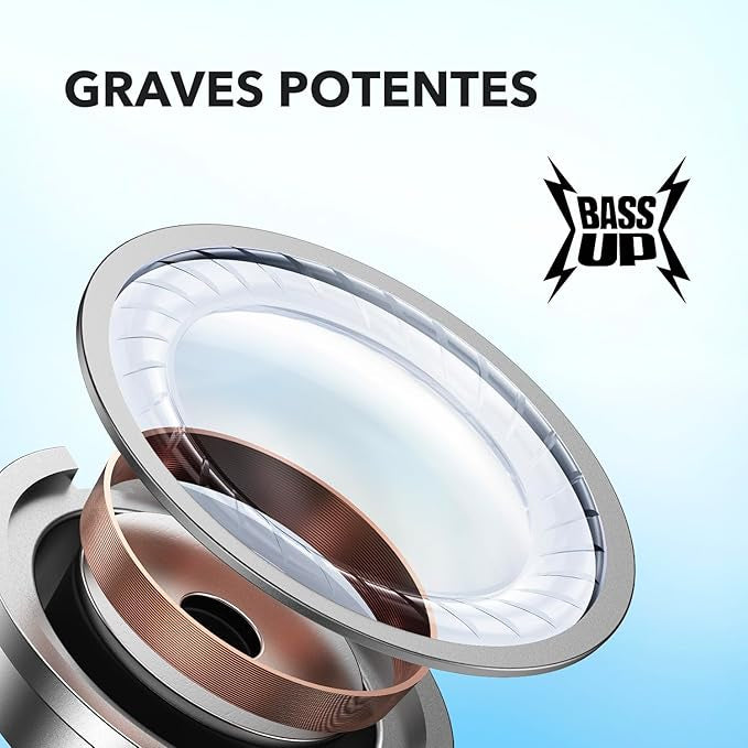 Fone de Ouvido Soundcore P20i Bluetooth 5.3 Grave Potente Drivers 10mm 30h Bateria Carregamento Rápido App Personalização De Som Via App IPX5 2 Mics IA para Chamadas Claras Case Compacto Cor Azul