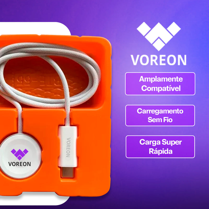 Cabo Magnetico Voreon Carregador Compatível com Relógio Apple Watch Series 2 3 4 5 6 Indução Smartwatch Cor Branco