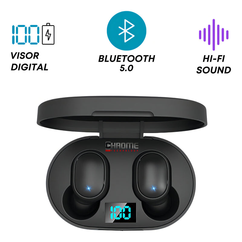 Fone De Ouvido Bluetooth Marca Chrome Technology Sem Fio Tws Som Imersivo Bateria De Longa Duração E Conexão Ultra Rápida Com Tecnologia 5.0