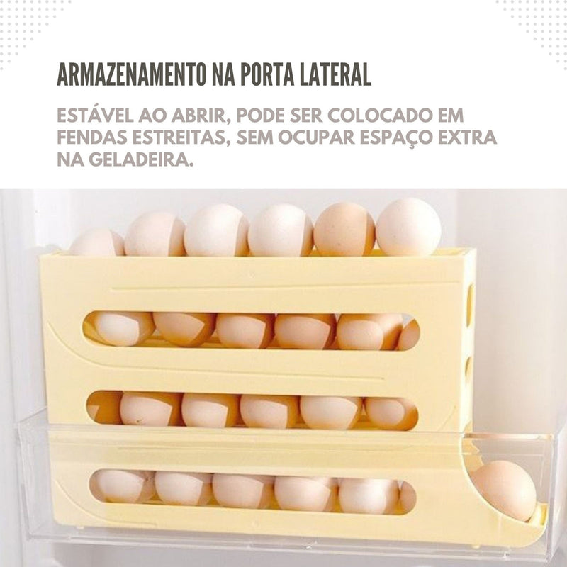 Porta Ovos Suporte Rolante Dispenser Rolante 4 Andares Cor Cinza