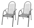 Kit 2 Cadeira De Descanso Enrolada Com Fio De Pvc Bem Forte Cor Azul Lisa