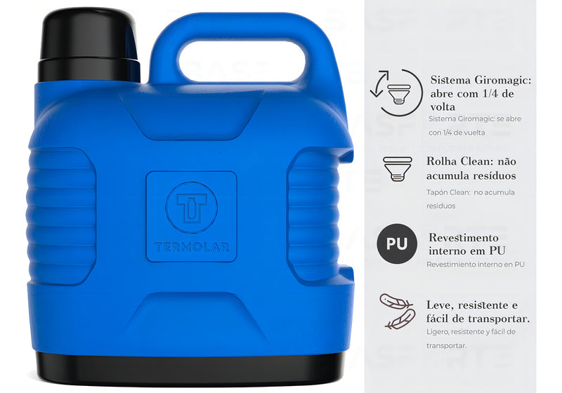 Garrafa térmica Super Thermo Thermolar de 5 litros com tampa primária preta