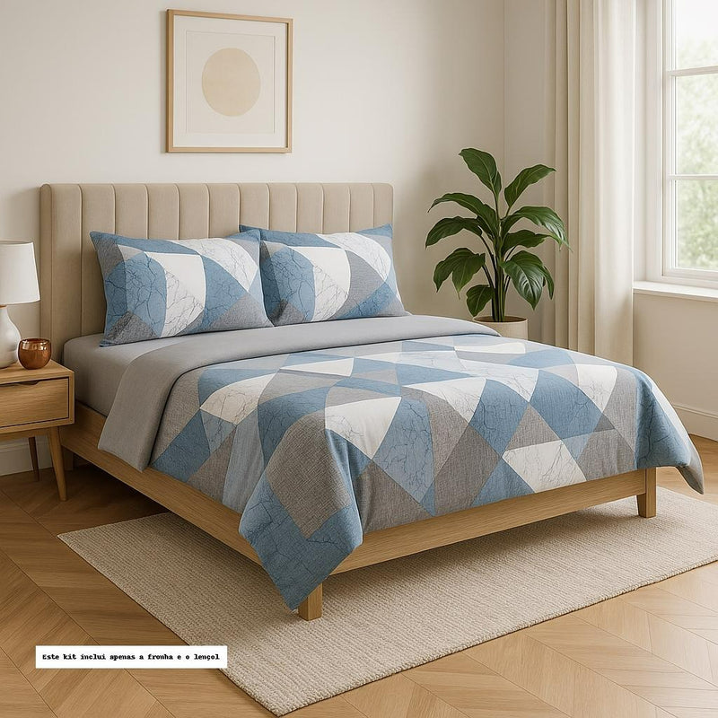 Jogo De Cama Lençol Casal Micropercal C/ Elástico 1,38x1,88 Cor Estampas Sortidas Desenho do tecido Liso