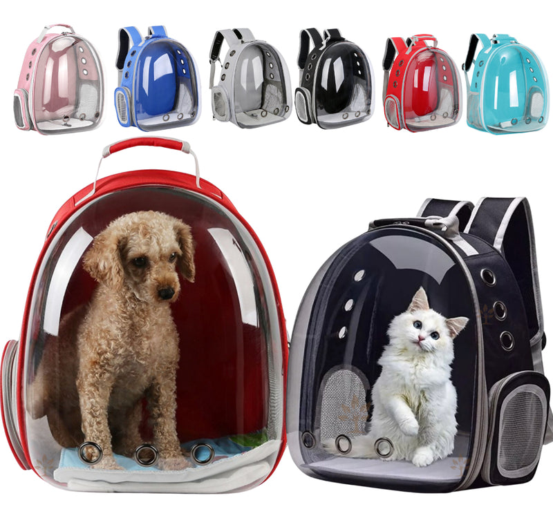Mochila Para Carregar Gatos Com Capsula Bolha Transparente Cor Cinza