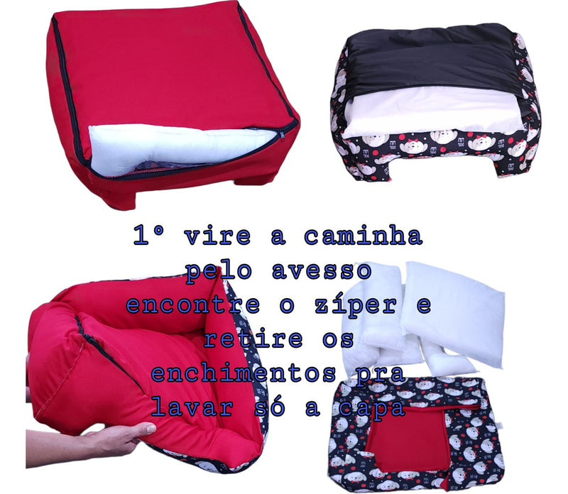Cama Cachorro 70x70 Cama Pet Pra Cachorro Grande + Manta Cor Marrom De Coroinhas