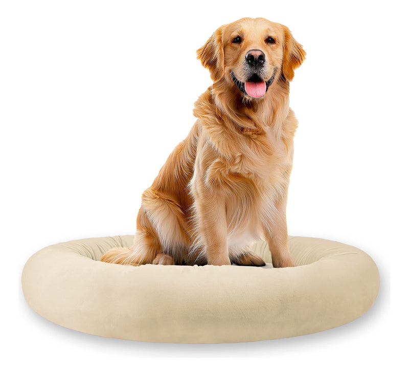Cama Pet Luxo Cães Gatos Confortável Redonda Impermeável G Cor Marrom Desenho Liso