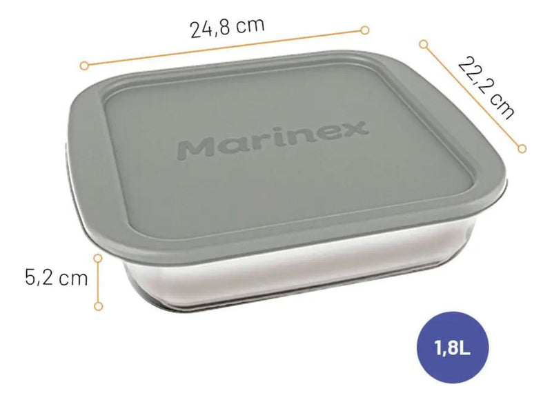 Assadeiras Jogo 6 Assadeiras de Vidro com Tampa Cor Cinza - Marinex