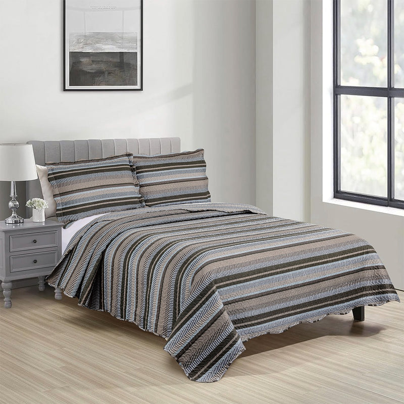 Kit Cobre Leito Colcha Queen Patchwork Evolution Dupla Face 3 pçs Camesa