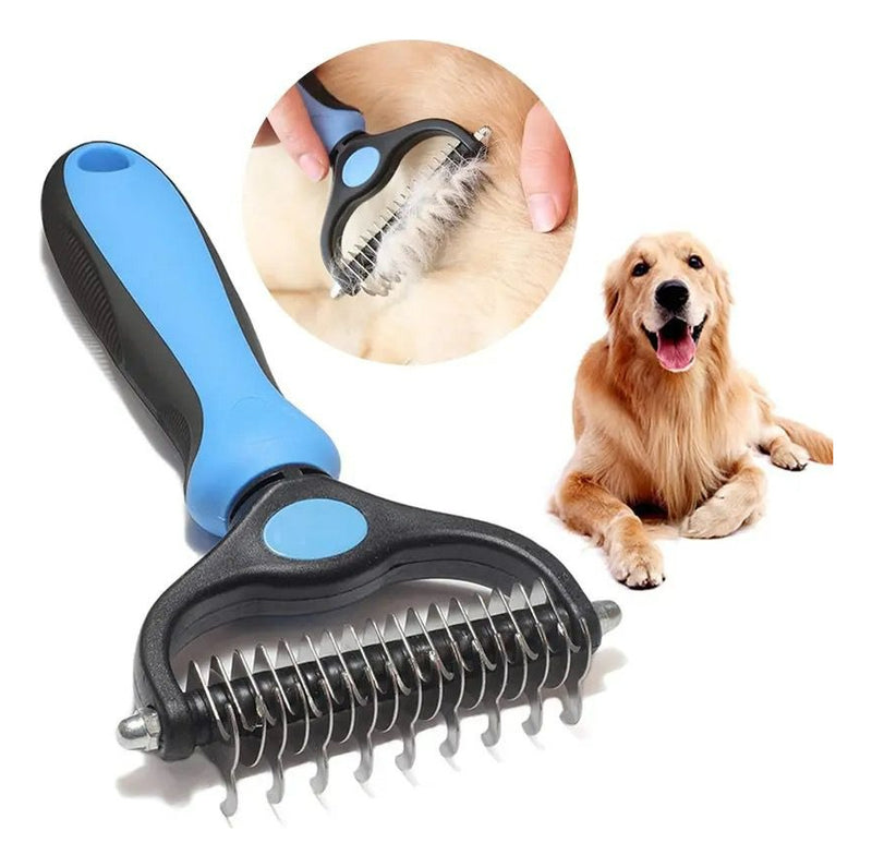 Rasqueadeira Removedor Tira Pelos Mortos Pets Gatos Grande Cor Azul E Preto - G