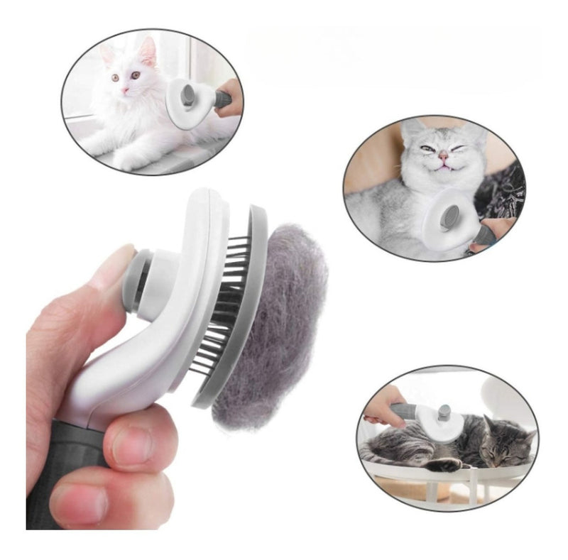 Escova Pelos Pet Automatica Rasqueadeira Magica Gato Cao New Cor Rosa