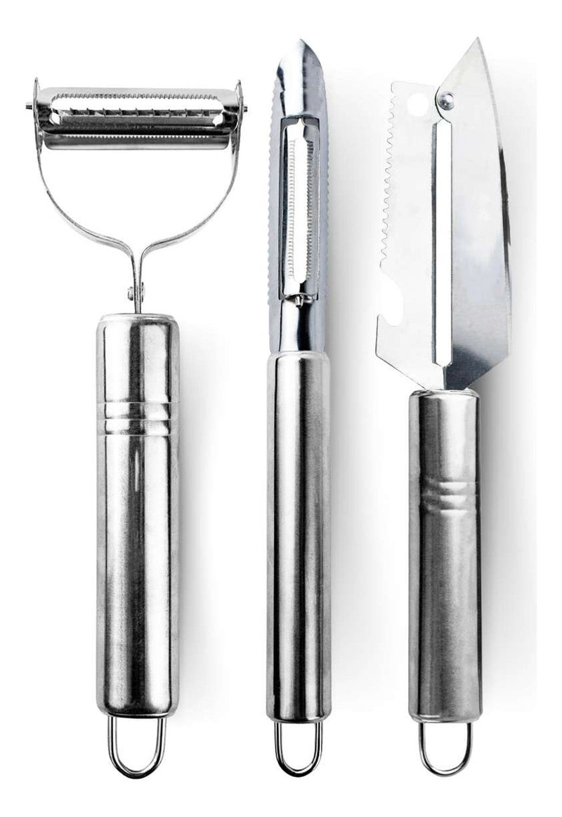 Kit 3 Peças Descascadores Aço Inox Cozinha Utensílios
