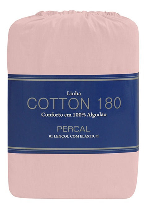 Lençol Zelo Percal 180 Com Elástico Queen - Rose Desenho do tecido Liso