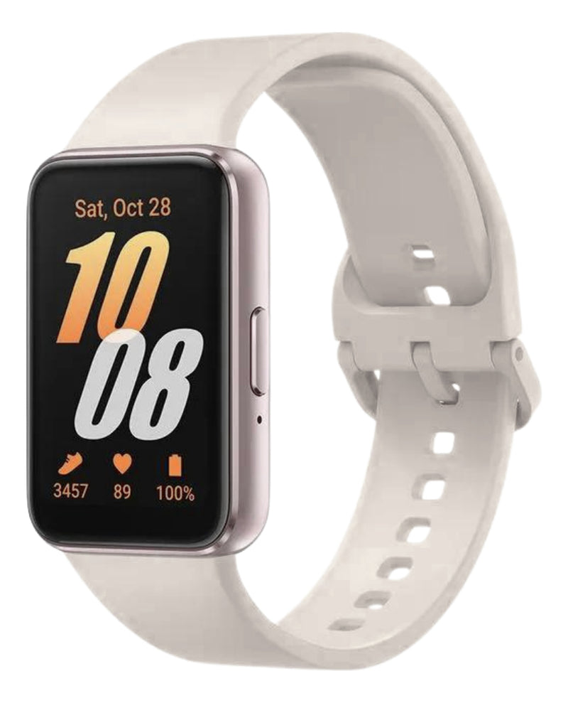 Pulseira Fecho Silicone Para Samsung Galaxy Fit 3 Sm-r390 Cor Nude Largura Da Pulseira 20 Mm