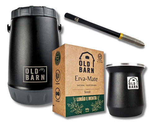 Kit Tereré Old Barn Garrafa Cuia Alumínio Bomba Inox Erva