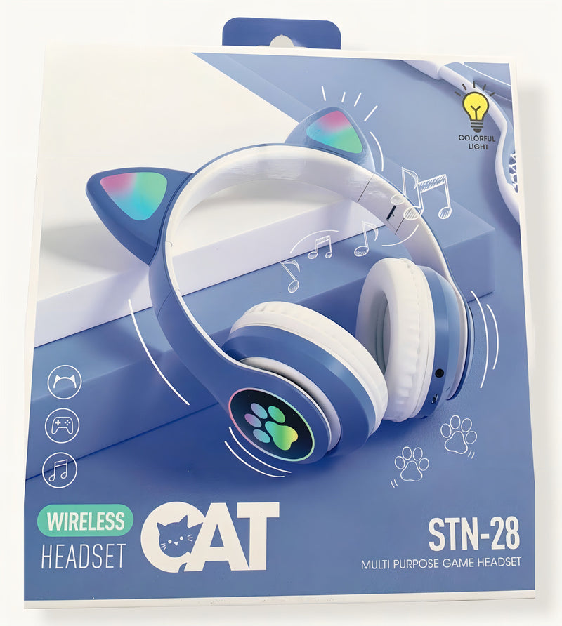Fone Gatinho Sem Fio Com Led Bluetooth Infantil Meninas Gato