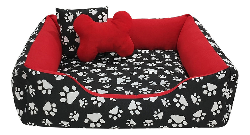 Cama Com Bordas Ana Pet Ibitinga Cor Preto/Vermelho
