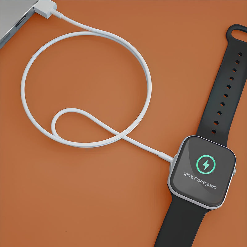 Carregador Compatível Com Apple Watch 2 3 4 5 6 7 8 Se... Cor Branco Usb