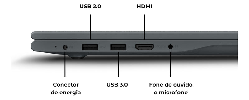 Notebook Positivo Vision C14 Lumina BAR Celeron 4GB 128GB eMMC Tela 14 Polegadas HD Antirreflexo Windows 11 Tecla Link Cinza
