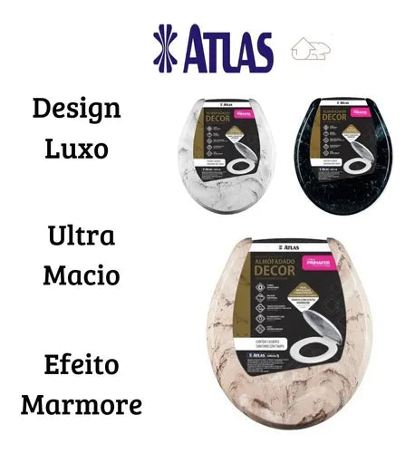 Atlas Decor Bege Assento Tampa De Vaso Sanitário Almofadado Universal Mármore