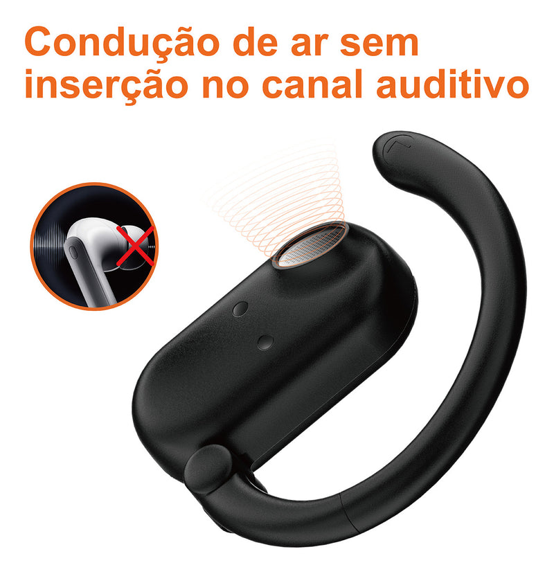 Fone De Ouvido Sem Fio, Bluetooth 5.4, Ows Esportivo, Estéreo Hi-fi, Enc(chamada Hd Bluetooth), Bateria De 30 Horas De Duração, 100h Standby, Tws Corrida Ciclismo, Basike Ba-fon001 Cor Preto