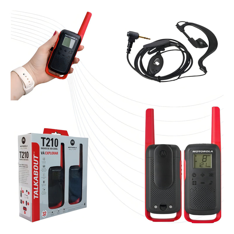 Rádio Comunicador Talkabout Motorola T210BR Alcance Até 32km UHF Cor Vermelho e Preto