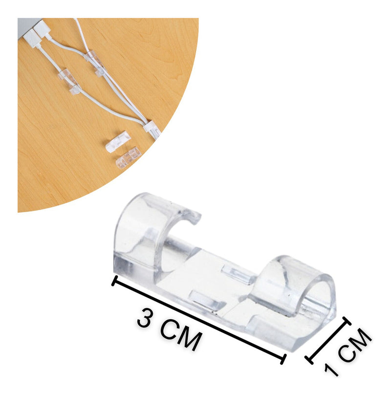 Kit 60 Clips Organizador Fixador De Fios Parede Adesivo Cabo Cor Transparente