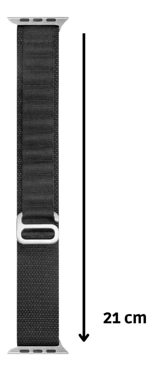 Pulseira Alpine para apple watch ultra 49mm/45mm/44mm/42mm de larguras feita em nylon/ elastano fivela (g-hook loop) cor preto comprimento total 21