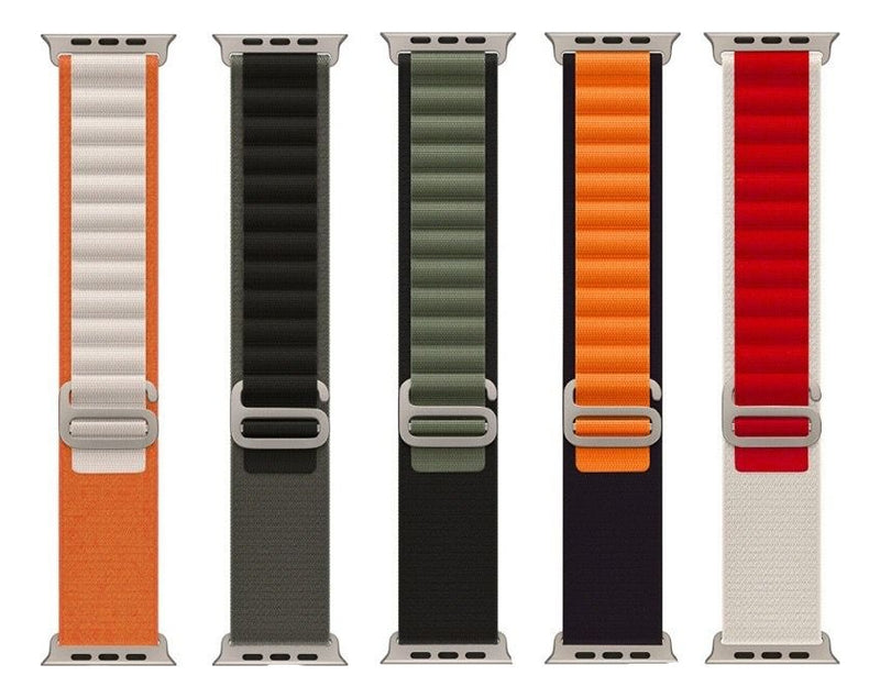 Pulseira Alpine para apple watch ultra 49mm/45mm/44mm/42mm de larguras feita em nylon/ elastano fivela (g-hook loop) cor preto comprimento total 21